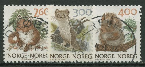 Norwegen 1989 Tiere Rotfuchs, Hermelin, Eichhörnchen 1009/11 gestempelt