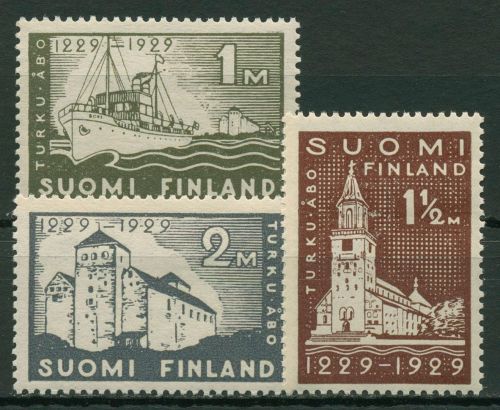 Finnland 1929 Stadt Turku Schloss Kathedrale Schiff 140/42 mit Falz