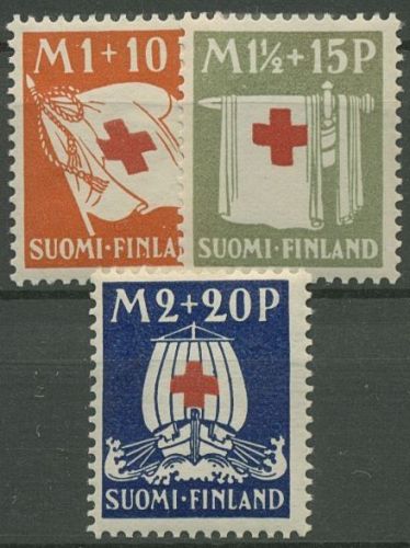 Finnland 1930 Rotes Kreuz Fahne Symbol Wikingerschiff 158/60 mit Falz