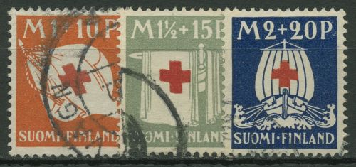 Finnland 1930 Rotes Kreuz Fahne Symbol Wikingerschiff 158/60 gestempelt