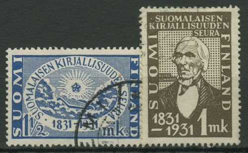 Finnland 1931 Literaturgesellschaft Schriftsteller E. Lönnrot 162/63 gestempelt