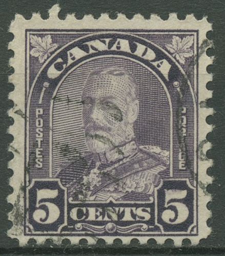 Kanada 1930 König Georg V. mit Ahornblättern 5 Cents, 146 A gestempelt