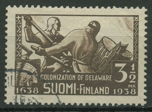 Finnland 1938 Auswanderer in Amerika Holzfäller 212 gestempelt