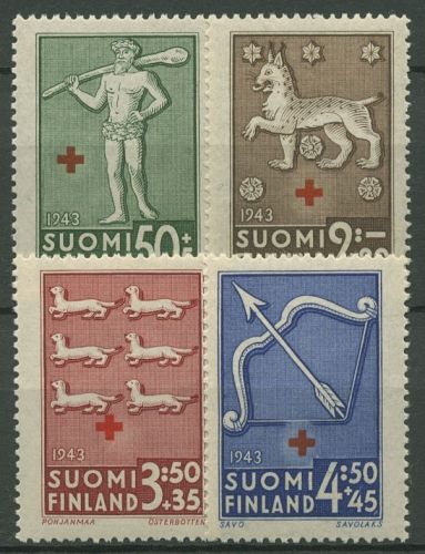 Finnland 1943 Rotes Kreuz Wappen 271/74 mit Falz