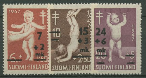 Finnland 1948 Tuberkulosebekämpfung Kindergymnastik 353/55 mit Falz