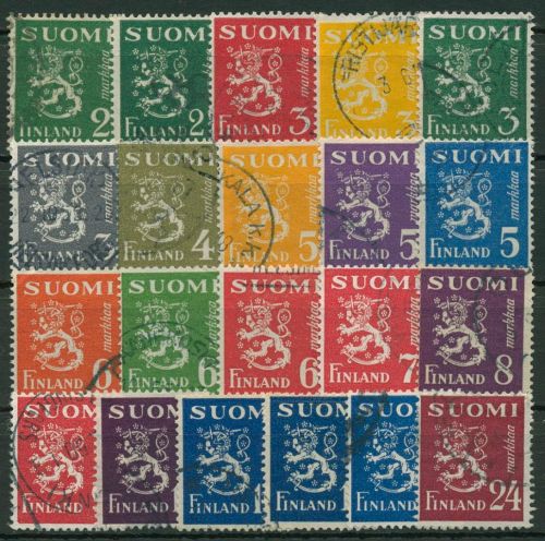 Finnland 1945 Freimarken Wappenlöwe 296/316 gestempelt