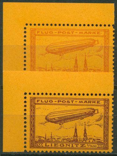 1913 Flugmarke Zeppelin Liegnitz Neudrucke 11 a+b ND Ecke 1 postfrisch