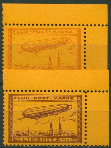 1913 Flugmarke Zeppelin Liegnitz Neudrucke 11 a+b ND Ecke 2 postfrisch