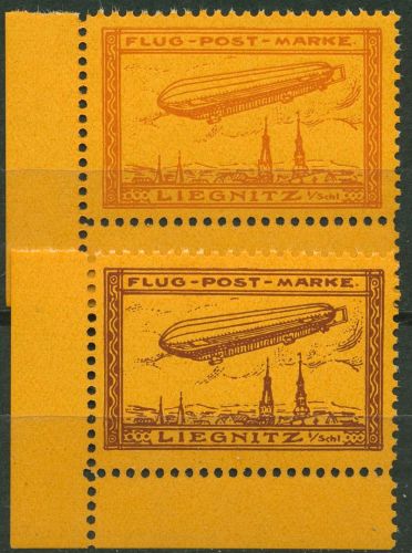 1913 Flugmarke Zeppelin Liegnitz Neudrucke 11 a+b ND Ecke 3 postfrisch