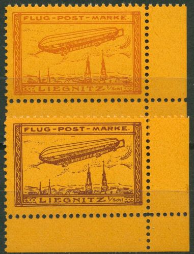 1913 Flugmarke Zeppelin Liegnitz Neudrucke 11 a+b ND Ecke 4 postfrisch