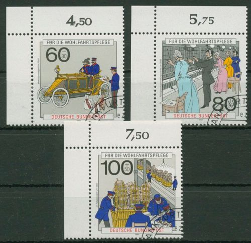 Bund 1990 Post u. Telekommunikation 1474/76 Ecke 1 oben links gestempelt (E759)