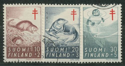 Finnland 1961 Bekämpfung der Tuberkulose Tiere Wildtiere 536/38 gestempelt