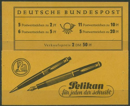 Bund 1955 Theodor Heuss Markenheftchendeckel MH 2 d postfrisch, ohne Marken!