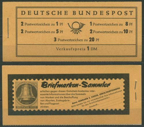 Bund 1960 Heuss/Ziffer WZ Y, Type II MH 4 Y II RLV II postfrisch geprüft