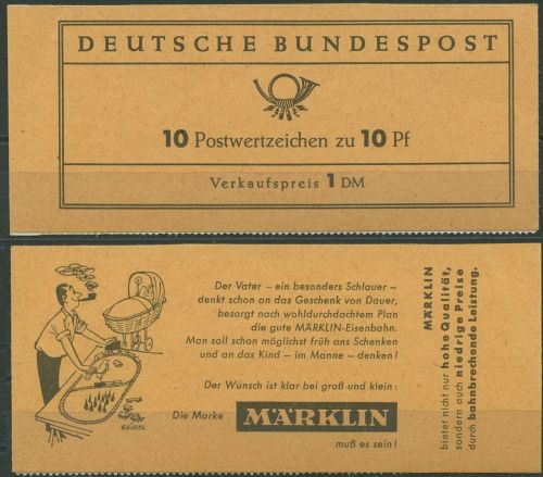 Bund 1961 Dürer Markenheftchen MH 7 a I RLV V Type B postfrisch