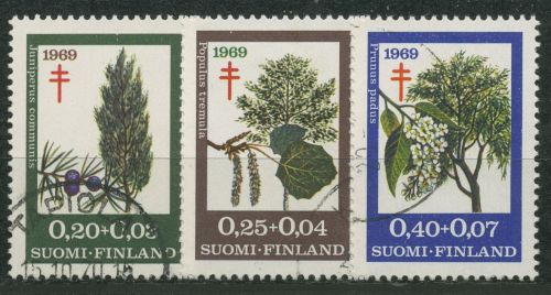 Finnland 1969 Bekämpfung der Tuberkulose Bäume 657/59 gestempelt