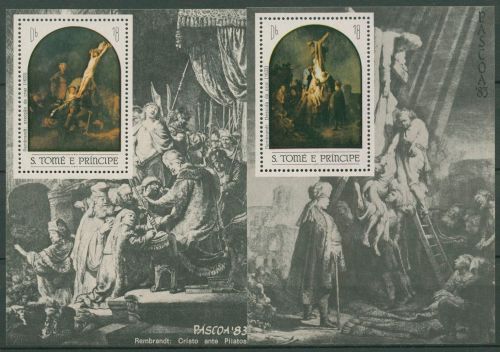 Sao Tomé und Príncipe 1983 Gemälde v. Rembrandt Block 122/23 postfrisch (C42444)