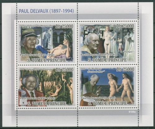 Sao Tomé und Príncipe 2009 Gemälde v. Paul Delvaux 3822/25 K postfrisch (C42410)