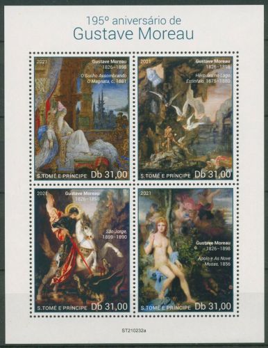 Sao Tomé und Príncipe 2021 Gemälde v. Moreau 10124/27 K postfrisch (C42407)