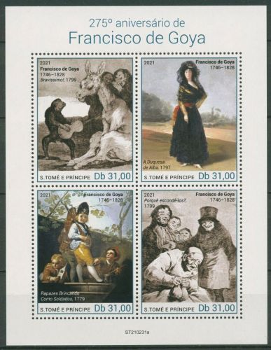 Sao Tomé und Príncipe 2021 Gemälde v. de Goya 10129/32 K postfrisch (C42420)