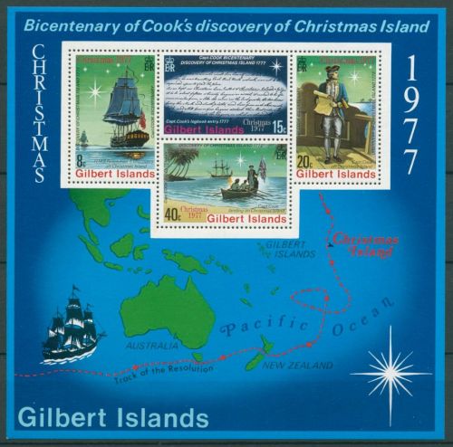 Kiribati Gilbert-Inseln 1977 James Cook Entdecker Block 4 postfrisch (C25494)
