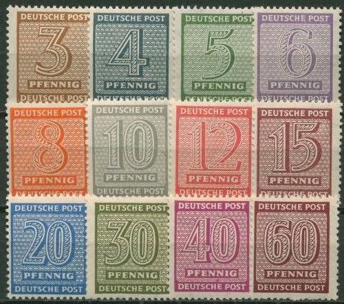 SBZ West-Sachsen 1945 Freimarken Ziffern mit WZ X 126/37 X postfrisch