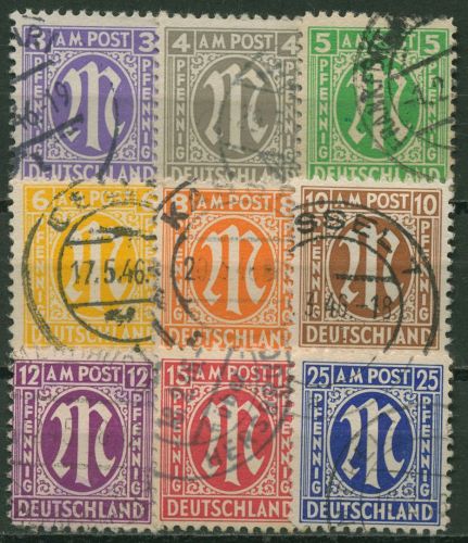 Bizone 1945 AM-POST: Amerikanischer Druck 1/9 z, Papier z gestempelt