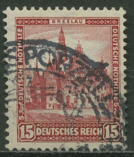 Deutsches Reich 1931 Nothilfe: Breslau Rathaus 460 gestempelt