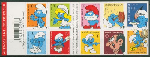 Belgien 2008 50 J. Comicfiguren Die Schlümpfe 3861/70 MH postfrisch (C42488)