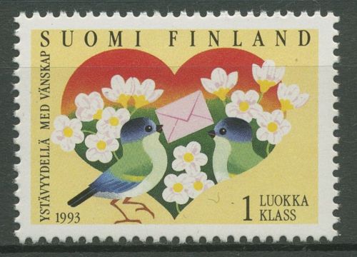 Finnland 1993 Grußmarke Blumen Herz Vögel 1198 postfrisch