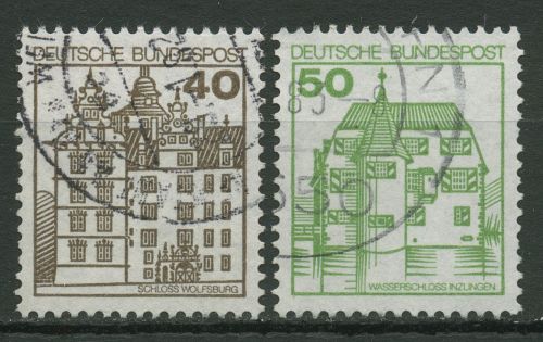 Bund 1980 Bauwerke Burgen und Schlösser 1037/38 gestempelt