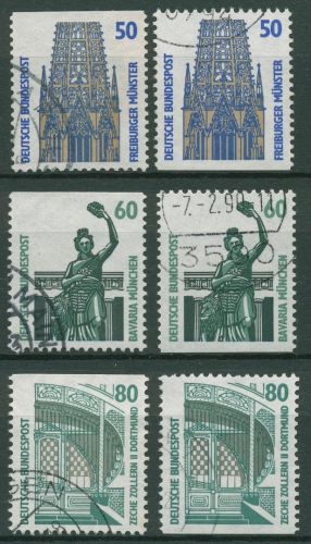 Bund 1987 Sehenswürdigkeiten Bauwerke 1340/42 C/D gestempelt