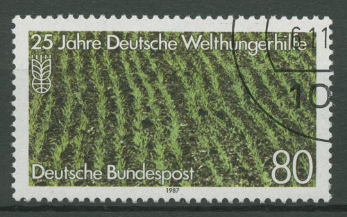 Bund 1987 Welthungerhilfe Reisfeld 1345 gestempelt