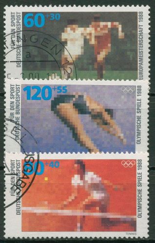 Bund 1988 Sporthilfe Fußball-EM Olympia Sommerspiele Seoul 1353/55 gestempelt