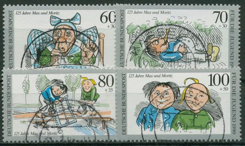 Bund 1990 Jugend: Wilhelm Busch Max & Moritz 1455/58 gestempelt