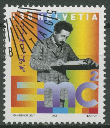 Schweiz 2005 Albert Einstein Relativitätstheorie 1910 gestempelt