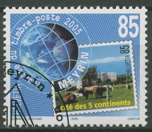 Schweiz 2005 Tag der Briefmarke Gemeinde Meyrin 1950 gestempelt