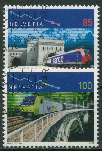 Schweiz 2006 Simplontunnel und Lötschbergbahn 1952/53 gestempelt