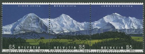 Schweiz 2006 Sehenswürdigkeiten Bergpanorama Eiger Mönch 1966/68 ZD gestempelt