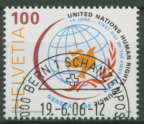 Schweiz 2006 Menschenrechtsrat der Vereinten Nationen 1977 gestempelt