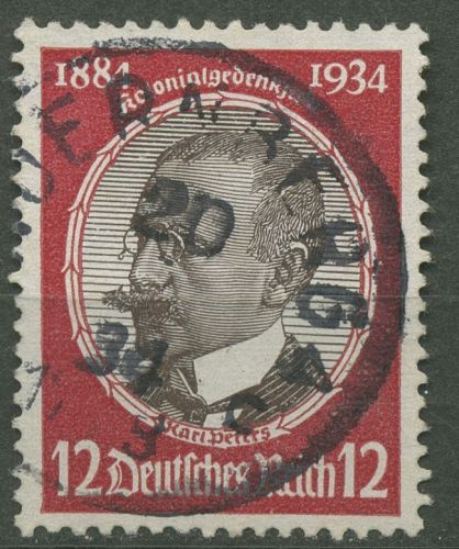 Deutsches Reich 1934 Kolonialforscher waag. Gummiriffelung 542 y gestempelt