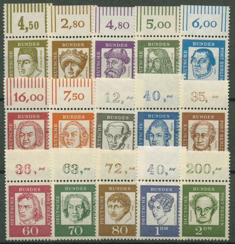 Berlin 1961 Bedeutende Deutsche Bogenmarken Oberrand 199/213 OR postfrisch