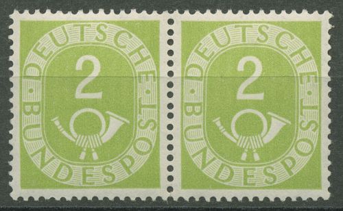 Bund 1951 Posthorn Bogenmarken 123 waagerechtes Paar postfrisch