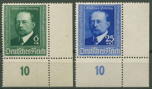 Deutsches Reich 1940 Emil von Behring Ecke unten rechts 760/61 postfrisch