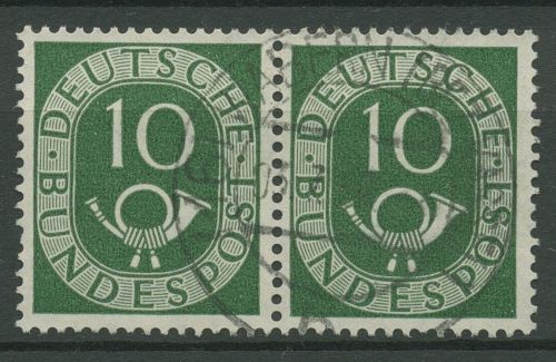 Bund 1951 Posthorn Bogenmarken 128 waagerechtes Paar gestempelt