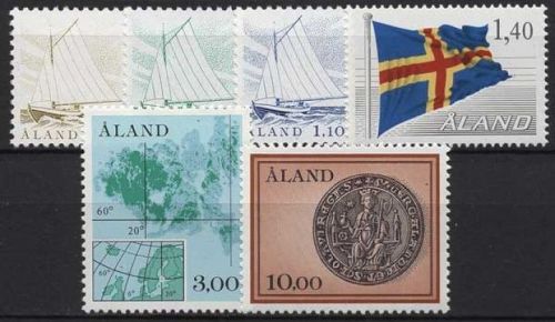 Aland 1984 Freimarken: Fischerboot, Flagge, Siegel, Landkarte 1/6 postfrisch