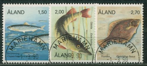 Aland 1990 Fische 38/40 gestempelt