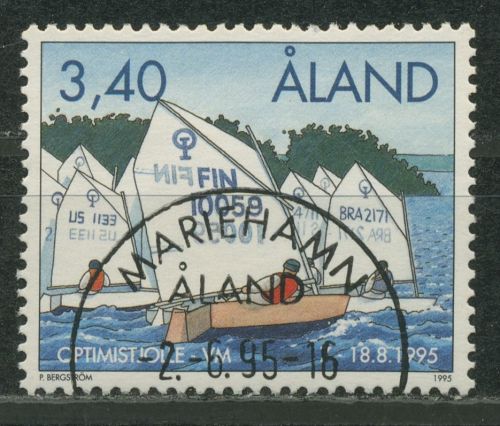Aland 1995 Segel-WM Bootsklasse "Optimist" 104 gestempelt