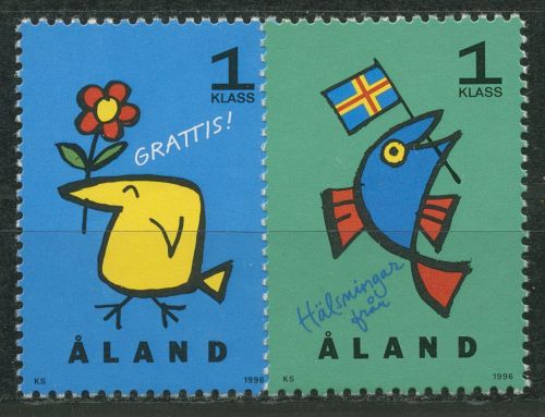 Aland 1996 Grußmarken Vogel Fisch 107/08 postfrisch