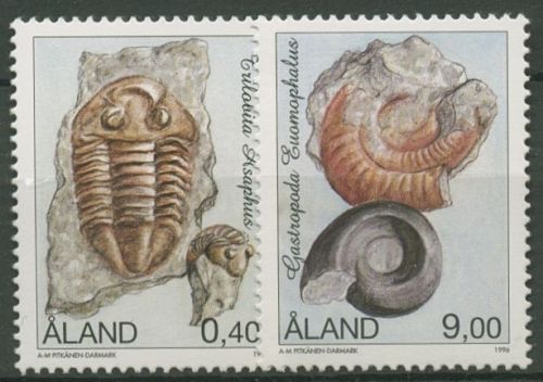 Aland 1996 FossilienTrilobit, Gastropode 117/18 postfrisch